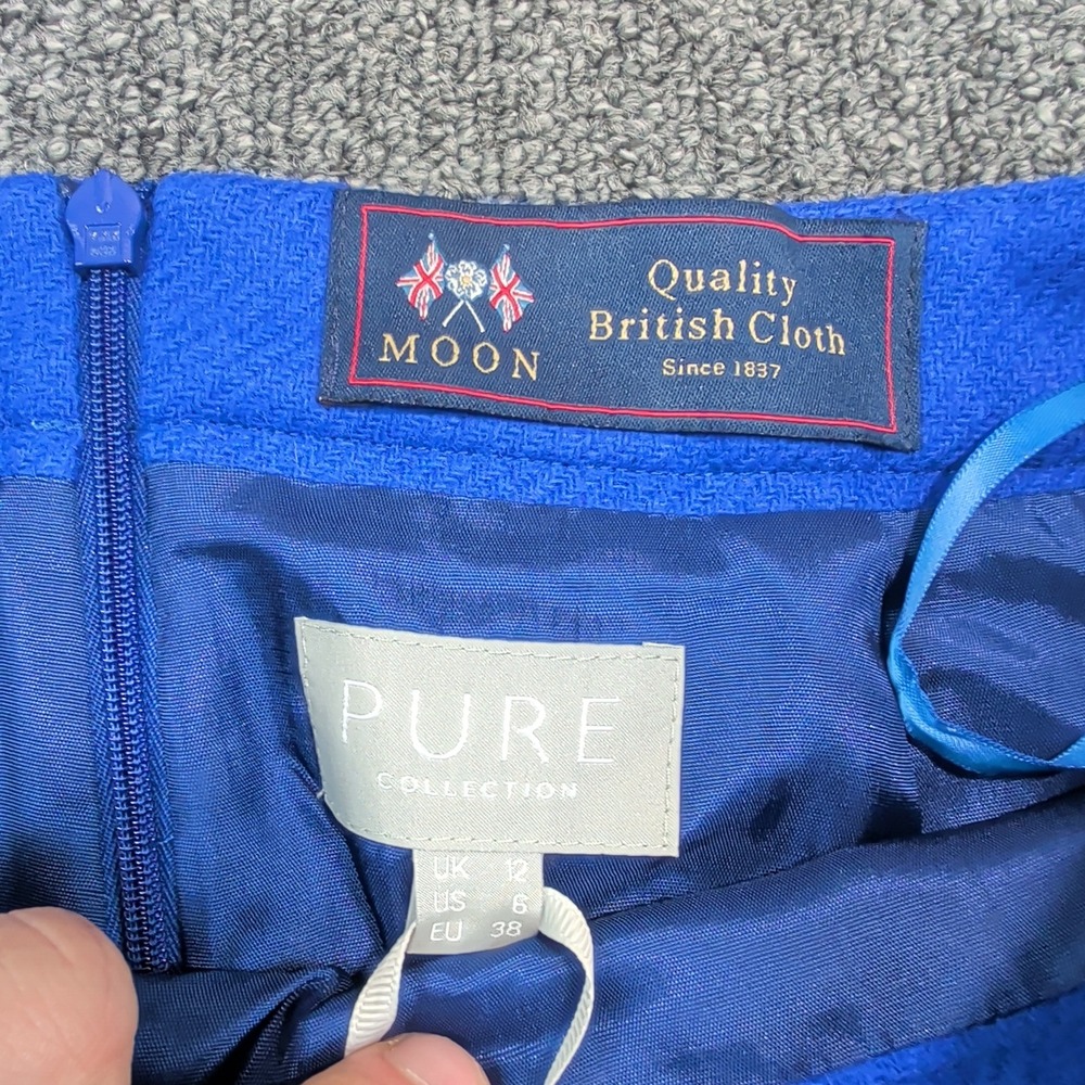 Pure Collection Classic Pencil Skirt 6 Sapphire Blue 100% Wool British Cloth NWT - Picture 4 of 12
